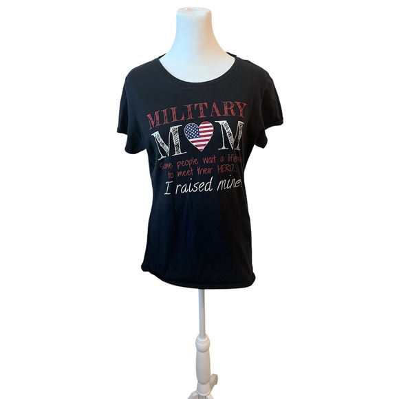 Tops - Military Mom Graphic T-Shirt Patriotic USA Flag Hero Tee‎ Top